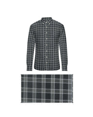 BLACK WITH LIGHT GREEN & WHITE CHECKS COTTON SHIRT