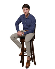 VIOLET BLUE WITH THIN LINE COTTON SHIRT