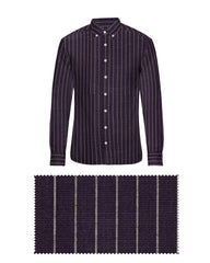 BURN DARK VIOLET WITH IVORY THIN LINE COTTON SHIRT