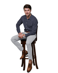 BLUE WITH SILVER THIN LINE COTTON SHIRT