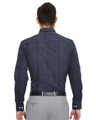 BLUE WITH SILVER THIN LINE COTTON SHIRT