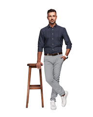 BLUE WITH SILVER THIN LINE COTTON SHIRT