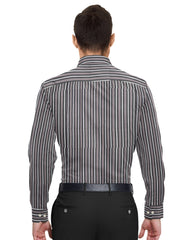 BLACK & BROWN THICK STRIP LINE COTTON SHIRT