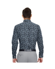 BLACK DARK GREY LIGHT GREY MIX PRINT COTTON SHIRT