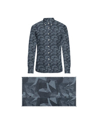BLACK DARK GREY LIGHT GREY MIX PRINT COTTON SHIRT