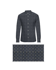 BLACK WITH GOLDEN TEXTURE PRINT COTTON SHIRT