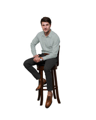CAMEL LIGHT WITH WHITE THIN STITCH PRINT COTTON SHIRT