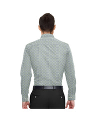 CAMEL LIGHT WITH WHITE THIN STITCH PRINT COTTON SHIRT