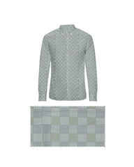 CAMEL LIGHT WITH WHITE THIN STITCH PRINT COTTON SHIRT