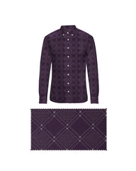 BURNT VIOLET WITH IVORY & WHITE DOTTED PRINT COTTON SHIRT