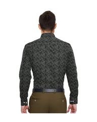BLACK WITH WHITE & GOLDEN DOTTED PRINT COTTON SHIRT