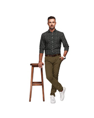 BLACK WITH WHITE & GOLDEN DOTTED PRINT COTTON SHIRT