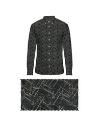 BLACK WITH WHITE & GOLDEN DOTTED PRINT COTTON SHIRT