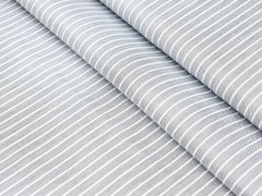 CHARCOAL GREY WITH WHITE THIN LINE PREMIUM MIX LINEN SHIRT FABRIC.