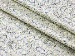 YELLOW WITH BLUE DESIGNER TEXTURED PRINT PRIMIUM MIX COTTON SHIRT FABRIC.