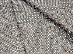 COFFEE BROWN MINI CHECKS SATIN PRINT PRIMIUM MIX COTTON SHIRT FABRIC.