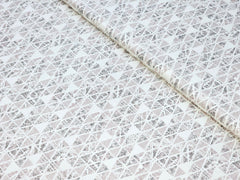 BLACK IVORY AND WHITE TRIANGLE DESIGNER TEXTURED PRINT PRIMIUM MIX COTTON SHIRT FABRIC.