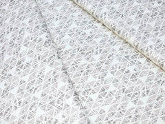 BLACK IVORY AND WHITE TRIANGLE DESIGNER TEXTURED PRINT PRIMIUM MIX COTTON SHIRT FABRIC.