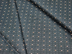 BLACK WITH GOLDEN YELLOW DOTTED CHECKS PREMIUM MIX COTTON SHIRT FABRIC.