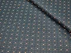 BLACK WITH GOLDEN YELLOW DOTTED CHECKS PREMIUM MIX COTTON SHIRT FABRIC.
