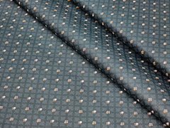 BLACK WITH GOLDEN YELLOW DOTTED CHECKS PREMIUM MIX COTTON SHIRT FABRIC.