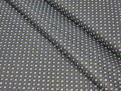 BLACK WITH YELLOW AND WHITE CHECKS PRINT PRIMIUM MIX COTTON SHIRT FABRIC.