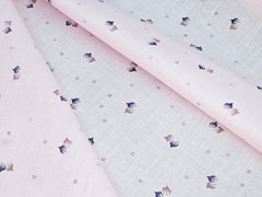 LIGHT ROSY PINK LEAF PRINTED PREMIUM MIX LINEN SHIRT FABRIC.