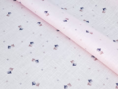 LIGHT ROSY PINK LEAF PRINTED PREMIUM MIX LINEN SHIRT FABRIC.