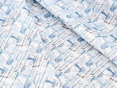 WHITE BLUE & BROWN TEXTURE PRINT PREMIUM MIX COTTON SHIRT FABRIC.