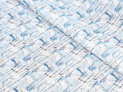 WHITE BLUE & BROWN TEXTURE PRINT PREMIUM MIX COTTON SHIRT FABRIC.