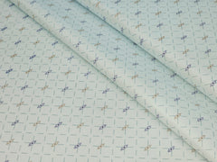 SQUARE PATTERN PRINTED LIGHT GREEN PREMIUM MIX COTTON SHIRT FABRIC.