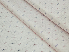 SQUARE PATTERN PRINTED LIGHT ORANGE PREMIUM MIX COTTON SHIRT FABRIC.