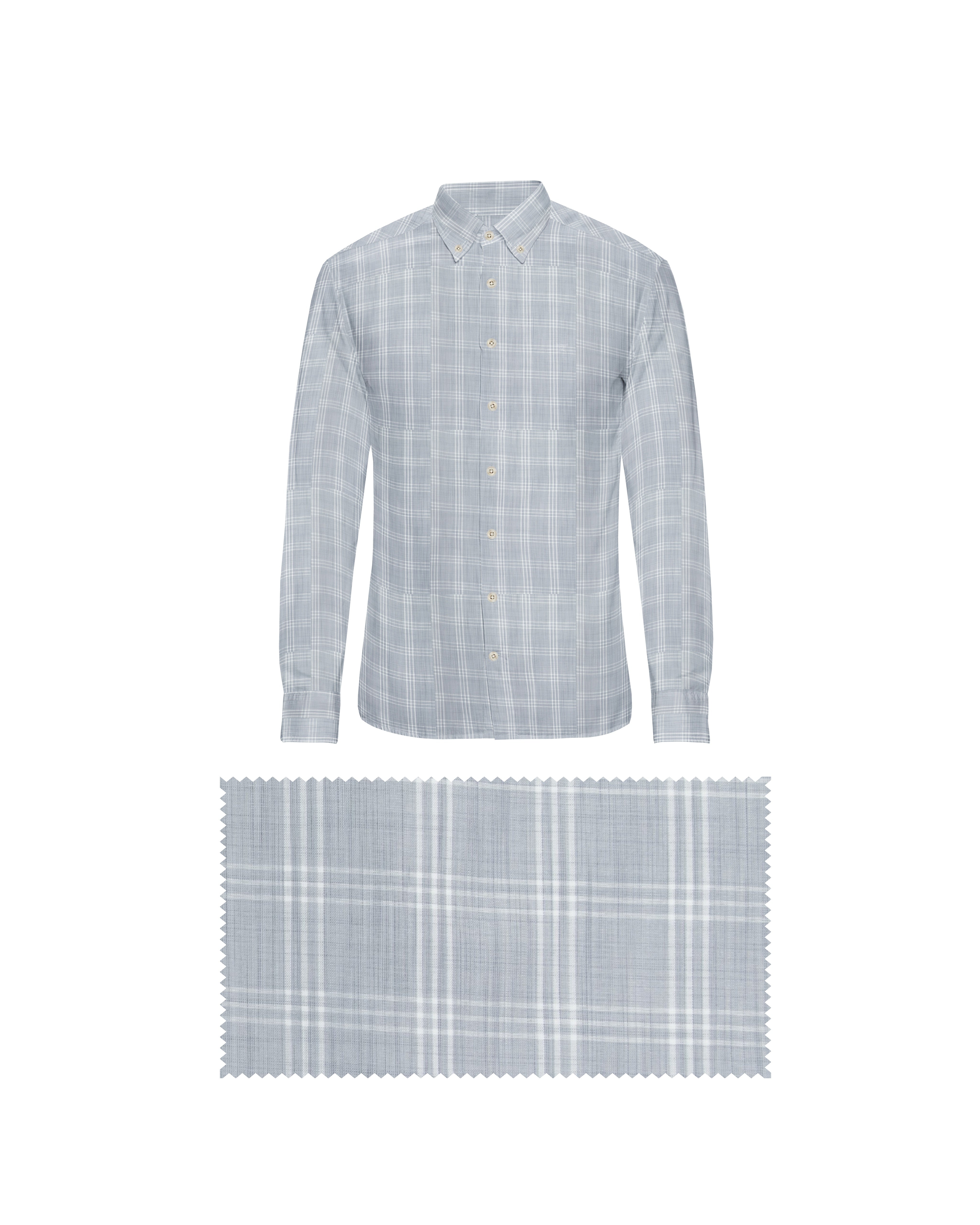 LIGHT GREY WITH WHITE CHECKS COTTON SHIRT + DARK BLACK FORMAL COTTON PANT