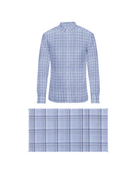 SKY LIGHT BLUE WITH GOLDEN & BLACK CHECKS COTTON SHIRT + KHAKHI BROWN FORMAL COTTON PANT