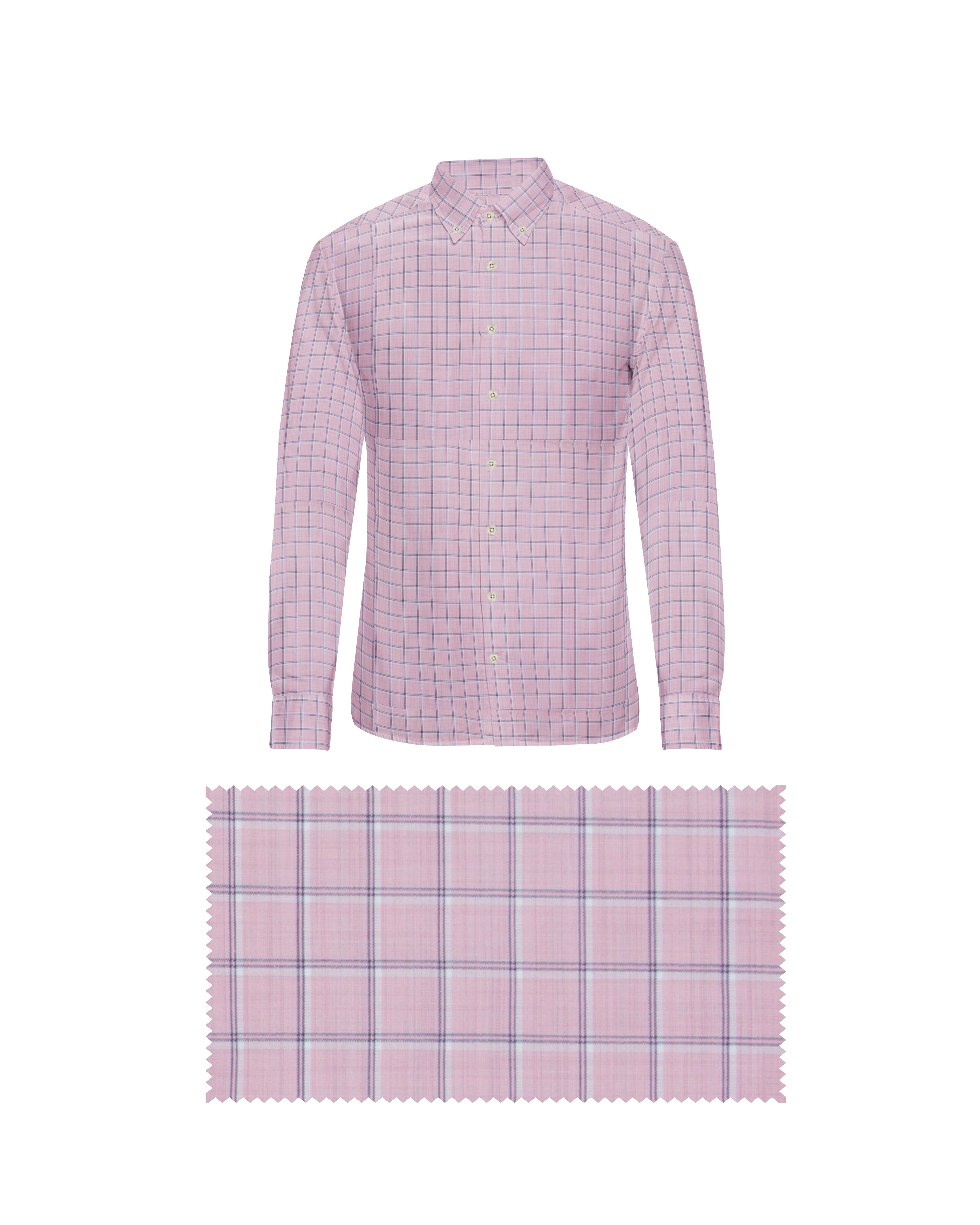 ROSY LIGHT PINK WITH SMALL BLACK CHECKS COTTON SHIRT + OCEAN BLUE FORMAL COTTON PANT