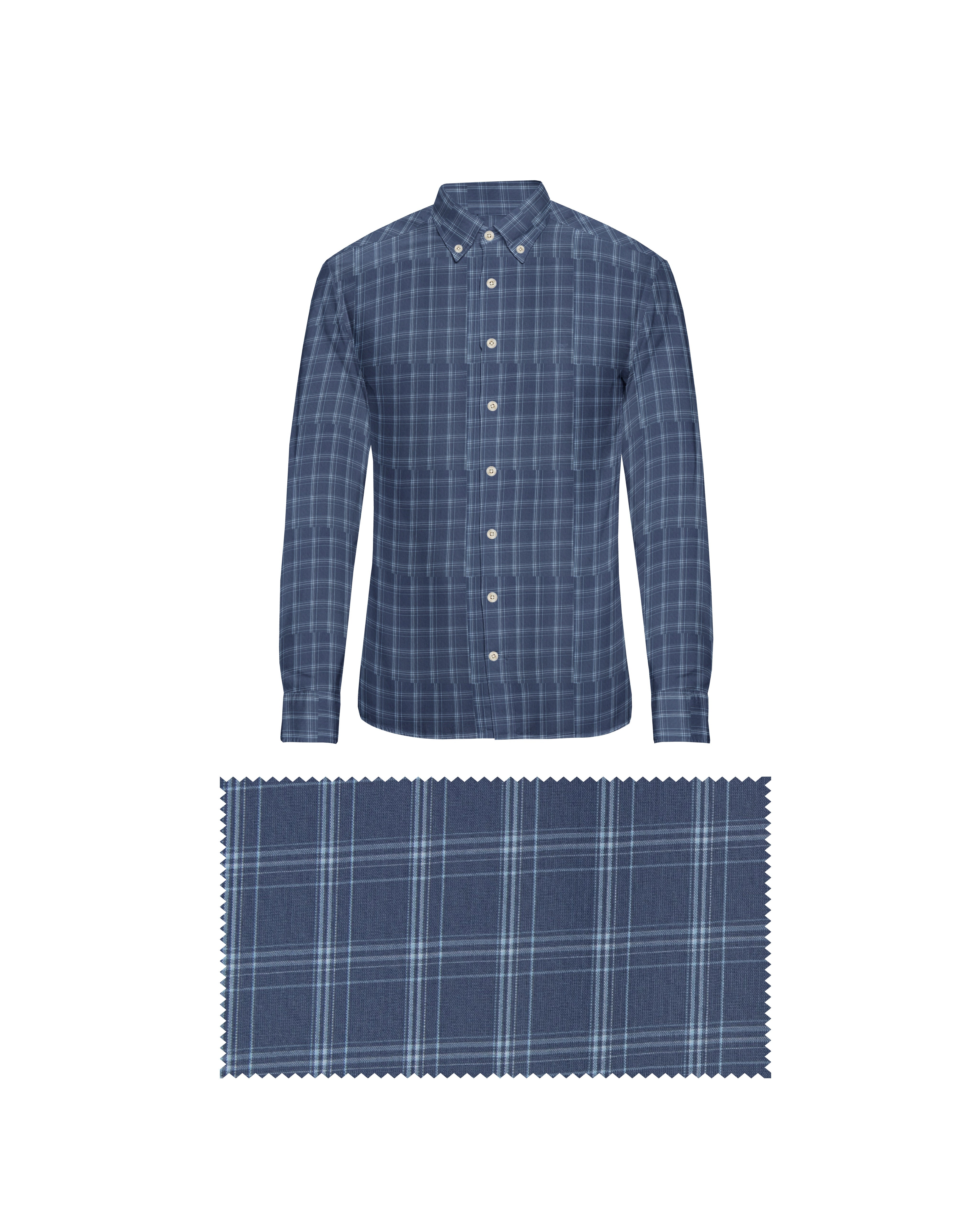 OCEAN BLUE WITH CLASSY CHECKS COTTON SHIRT + BUTTER IVORY FORMAL COTTON PANT