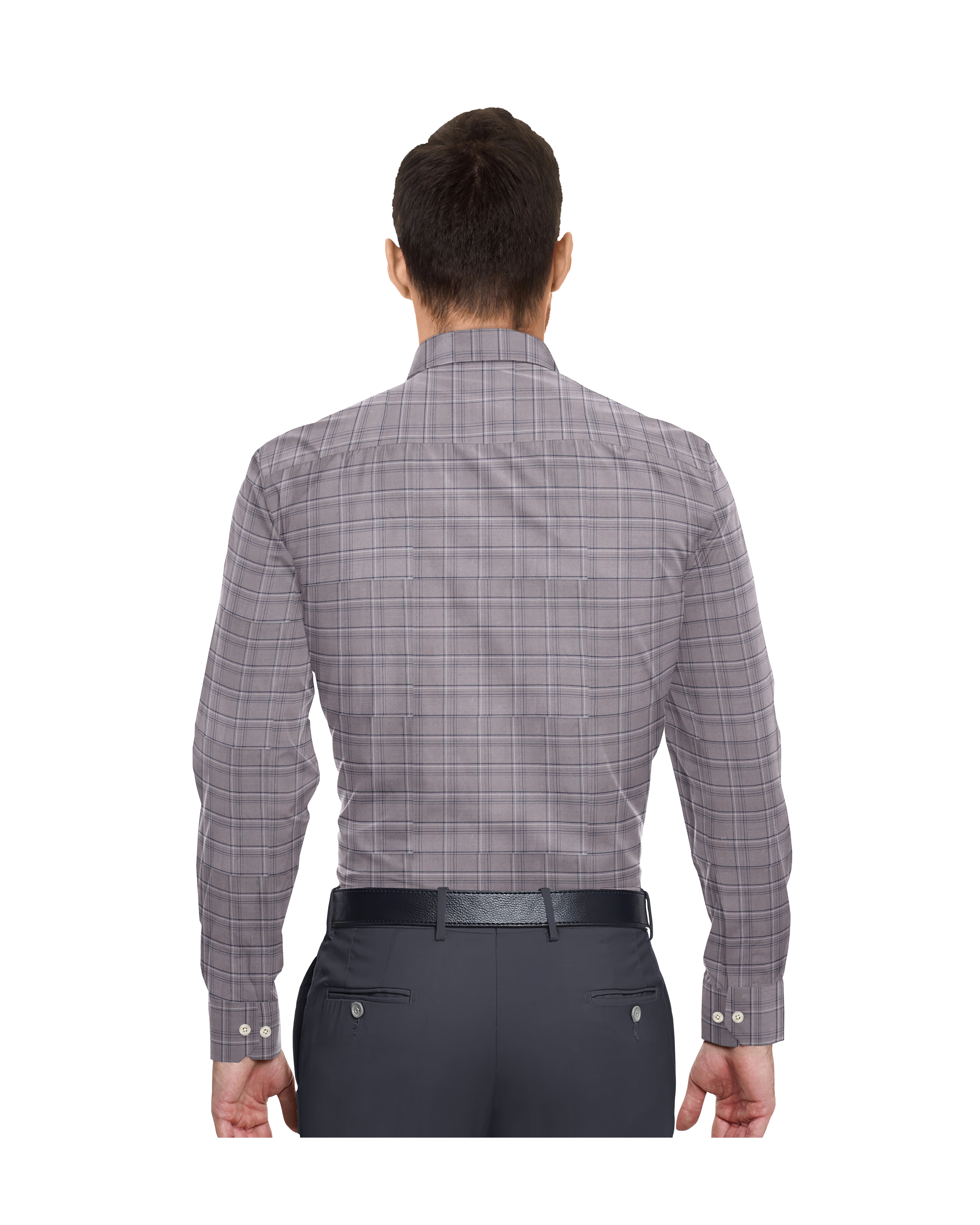 CHOCOLATY LIGHT BROWN WITH WHITE & BLUE CHECKS COTTON SHIRT + HIGH BLUE FORMAL COTTON PANT