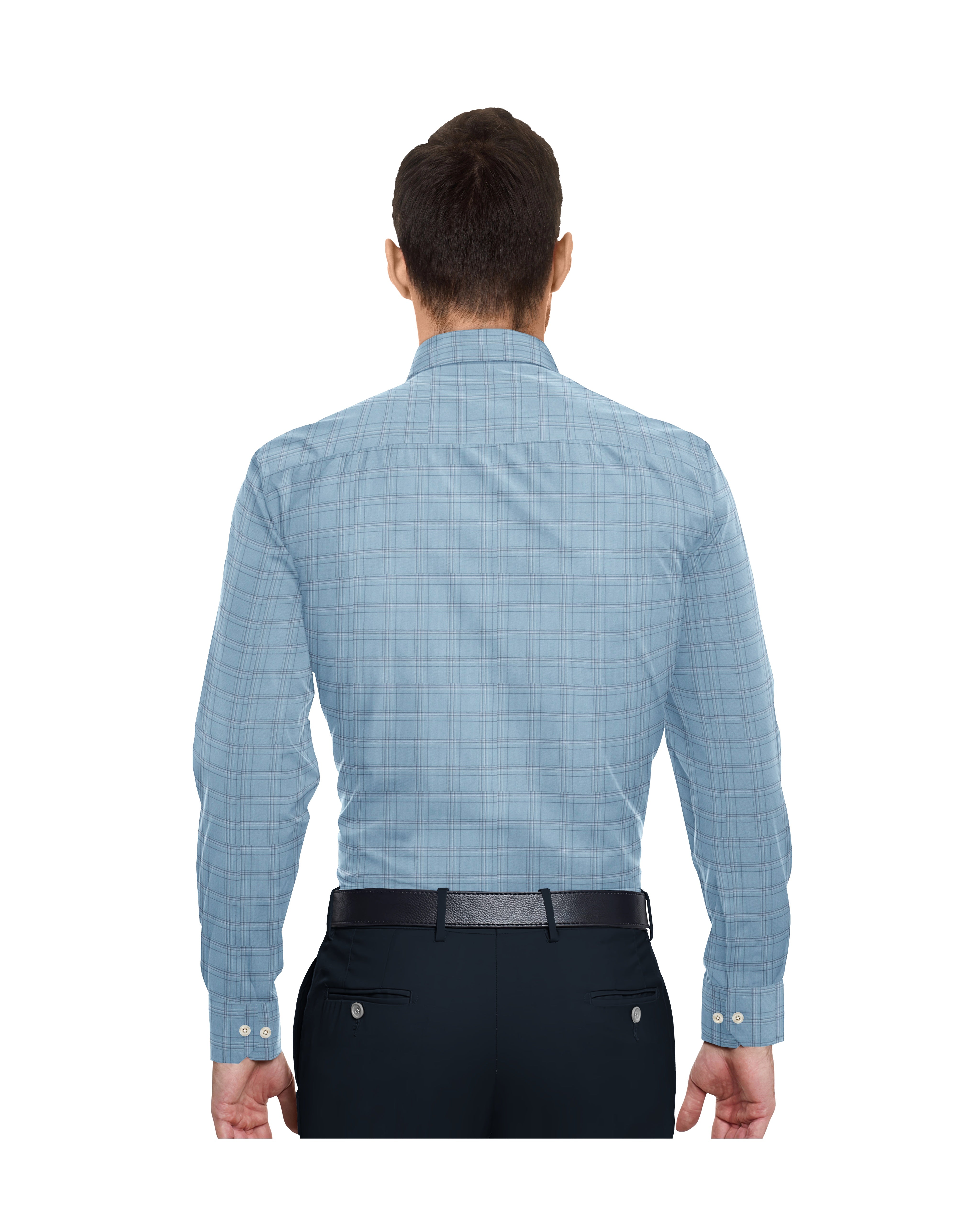 MINT BLUE WITH DARK CHECKS COTTON SHIRT + OCEAN BLUE FORMAL COTTON PANT