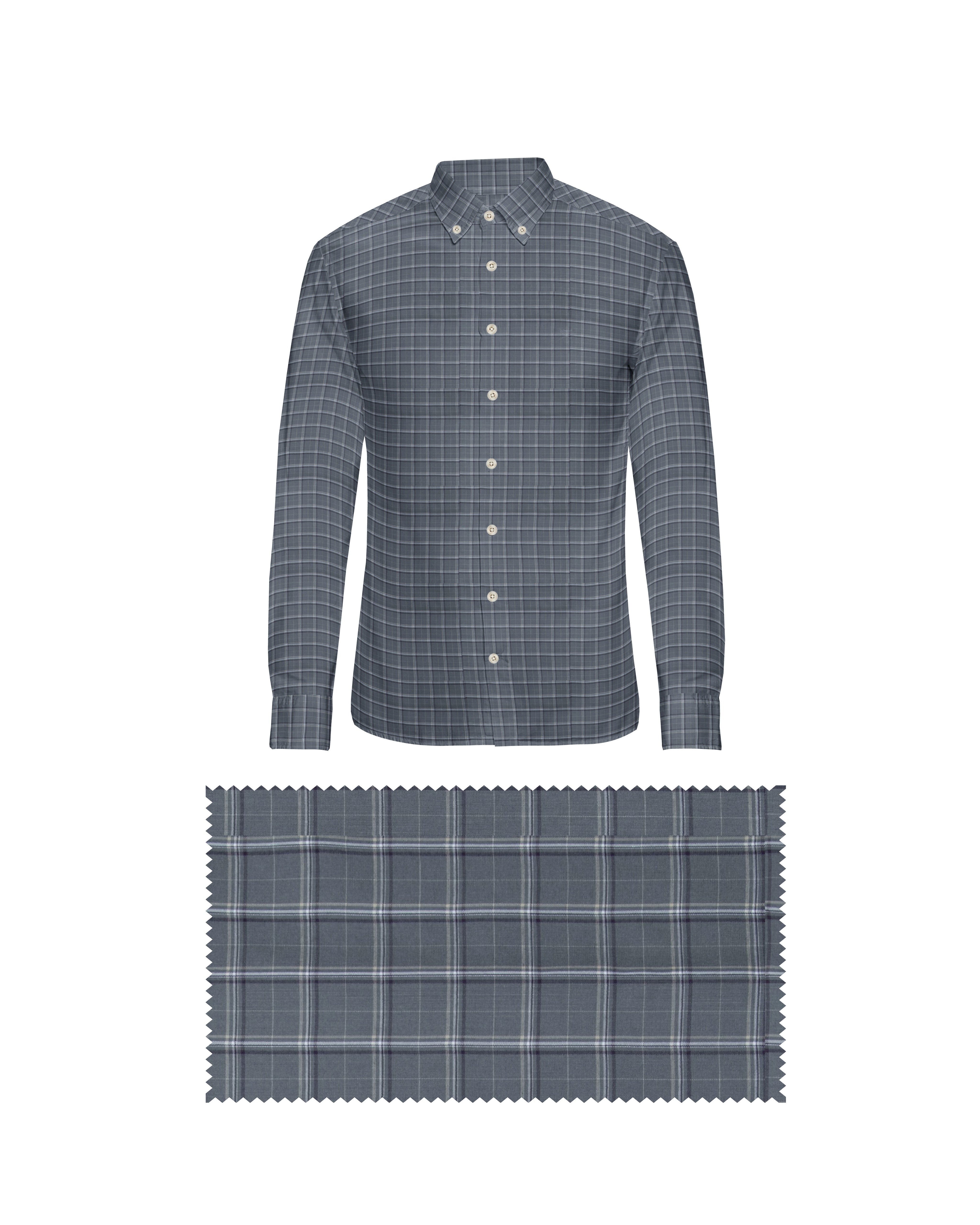 STONY GREY WITH LIGHT DARK CHECK COTTON SHIRT + IVORY FORMAL COTTON PANT