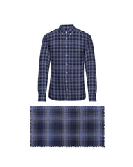 LIGHT & DARK BLUE CLASSY CHECKS COTTON SHIRT + SILVER GREY FORMAL COTTON PANT