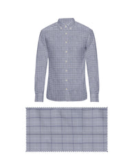 STONE GREY WITH WHITE & BLUE HEAVY CHECKS COTTON SHIRT + BLUE BERRY FORMAL COTTON PANT