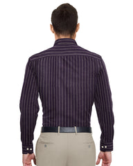 BURN DARK VIOLET WITH IVORY THIN LINE COTTON SHIRT