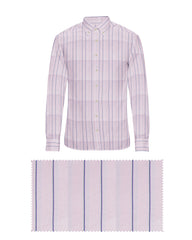 ROSY PINK WITH THIN LINE COTTON SHIRT + DARK WINE FORMAL COTTON PANT