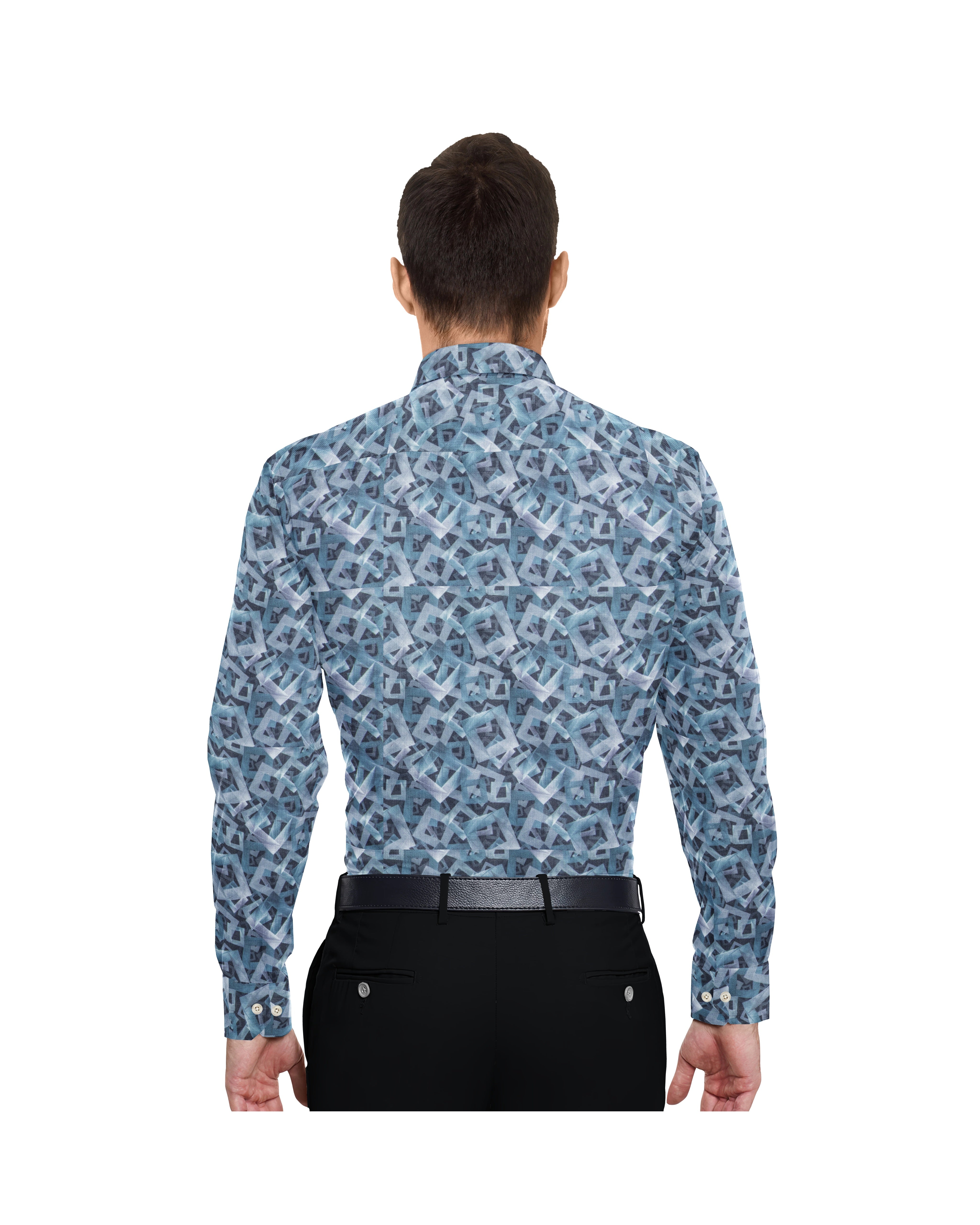 GREEN BLACK COMBINATION PRINT COTTON SHIRT + DARK BLACK FORMAL COTTON PANT