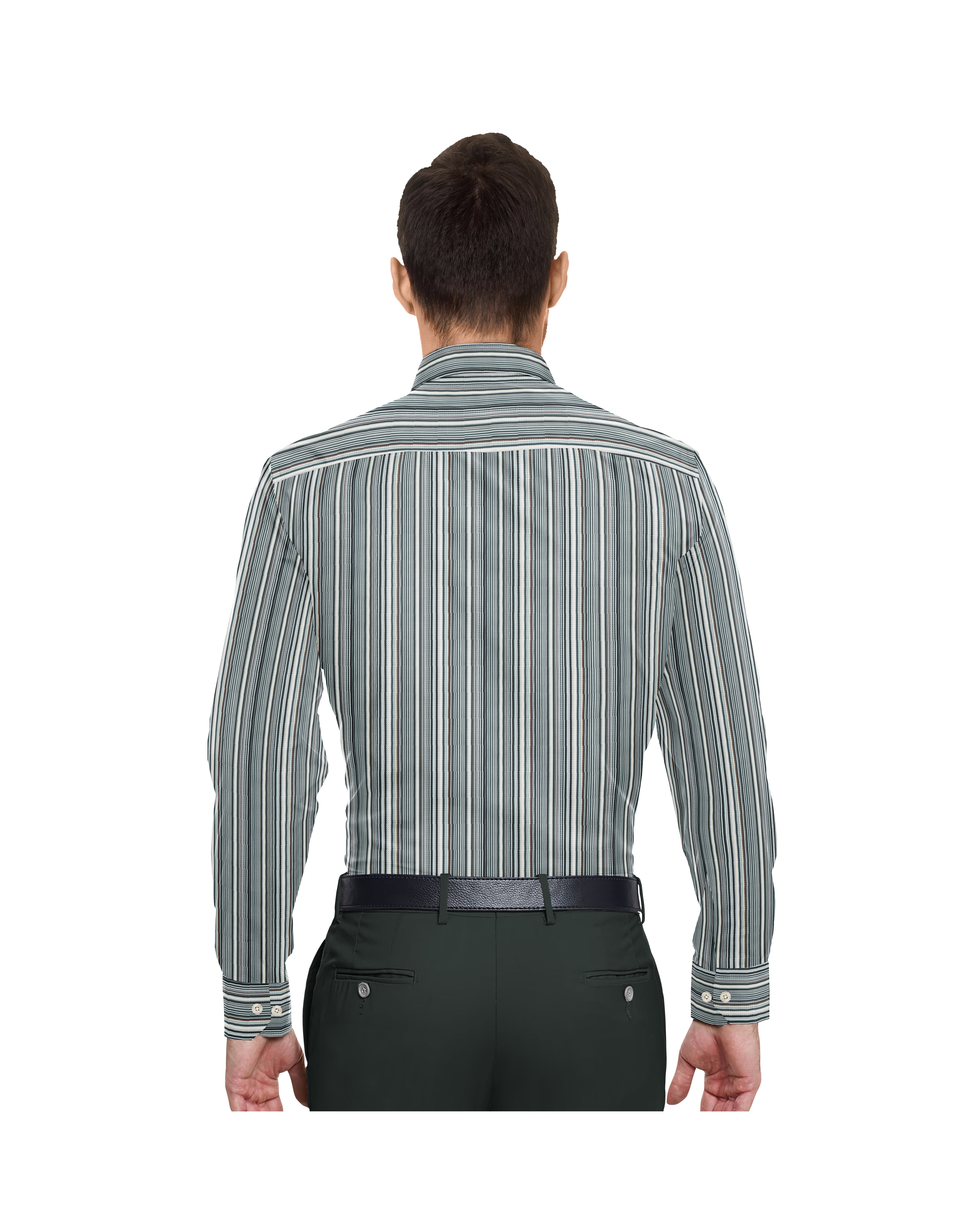 MULTI GREEN STRIP LINE COTTON SHIRT + DARK GREEN FORMAL COTTON PANT