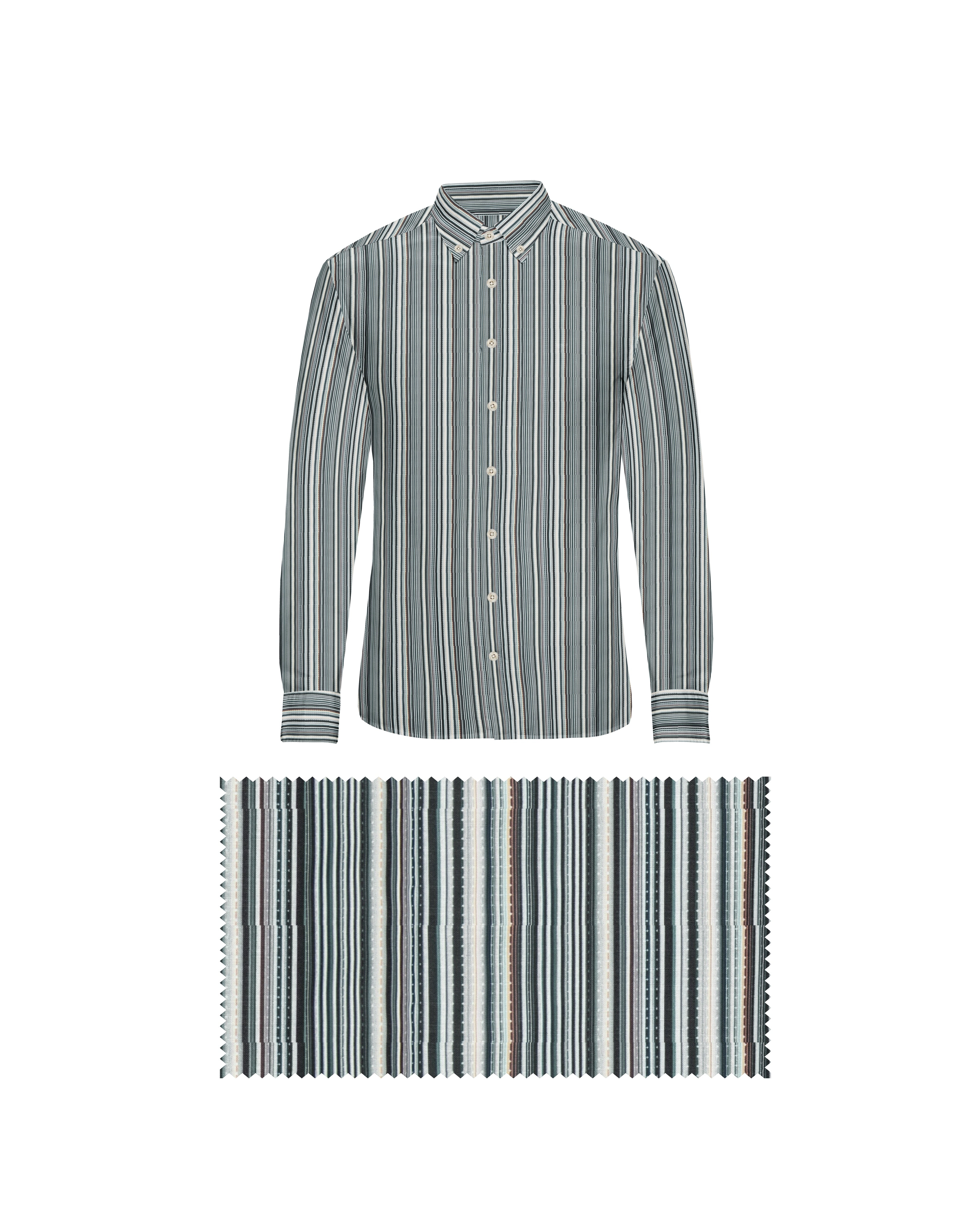 MULTI GREEN STRIP LINE COTTON SHIRT + DARK GREEN FORMAL COTTON PANT