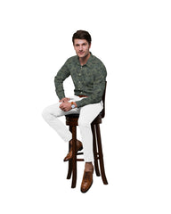 GOLDEN & GREEN COMBINATION PRINT COTTON SHIRT