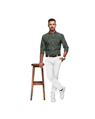 GOLDEN & GREEN COMBINATION PRINT COTTON SHIRT