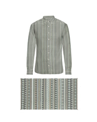 MULTI GREEN & BROWN STRIP LINE WITH DESIGNER PRINT COTTON SHIRT + DARK GREEN FORMAL COTTON PANT