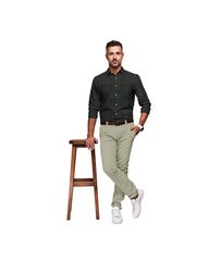 BLACK WITH SQUARE GOLDEN DOTTED PRINT COTTON SHIRT